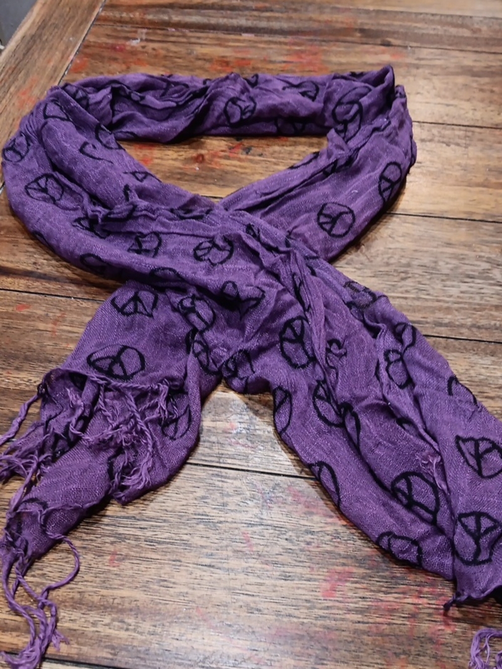 Purple Peace Sign Scarf - Women's Fashion Accessory